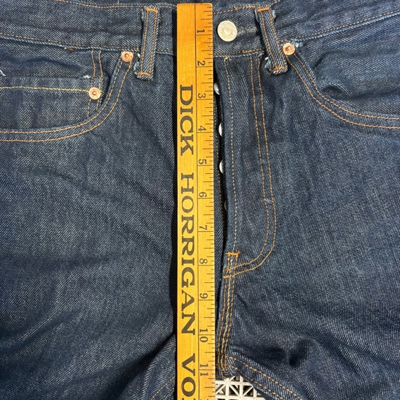 Levi's 501 Button Fly Straight Leg Dark Wash Denim Jeans - Picture 10 of 15